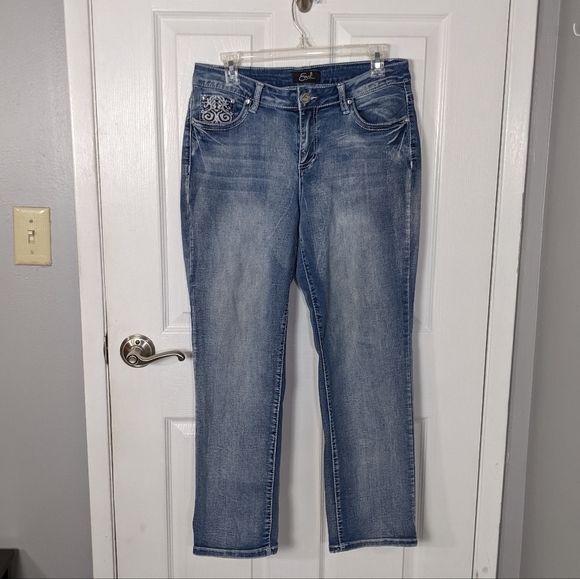 Retro Y2K‎ Style Embellished Pockets Earl Jeans with Exposed Stitching Size 12 - Picture 1 of 10